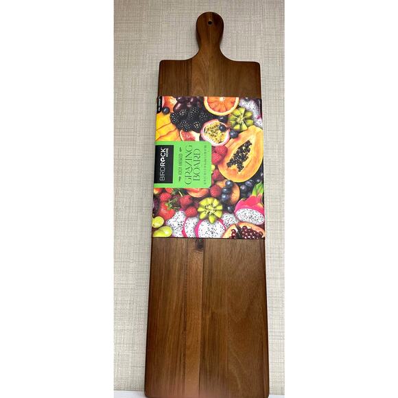 BirdRock Home 31.5” Acacia Wooden Serving Boar - Natural Wood - Espresso - Picture 1 of 4
